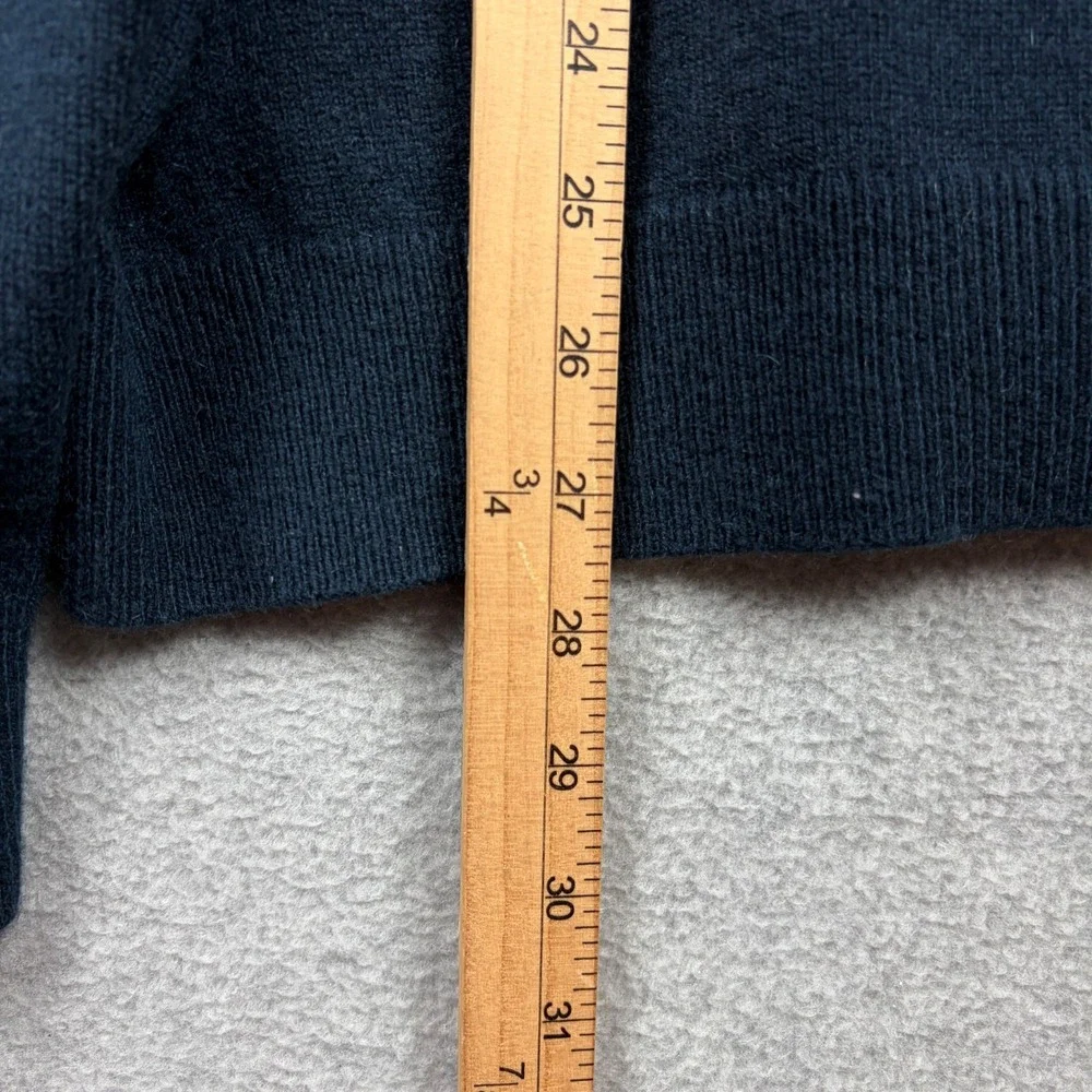 Lands End Sweater Mens Large Navy Blue 100% Cashmere V Neck Pullover Cozy Soft